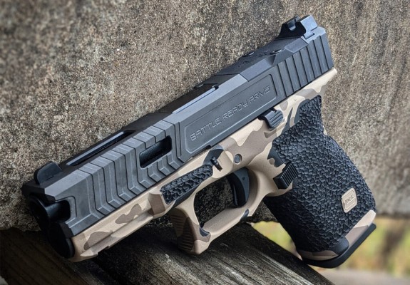 Glock 19 with Arid Camo, Guardian Slide, and Signature Stippling Package